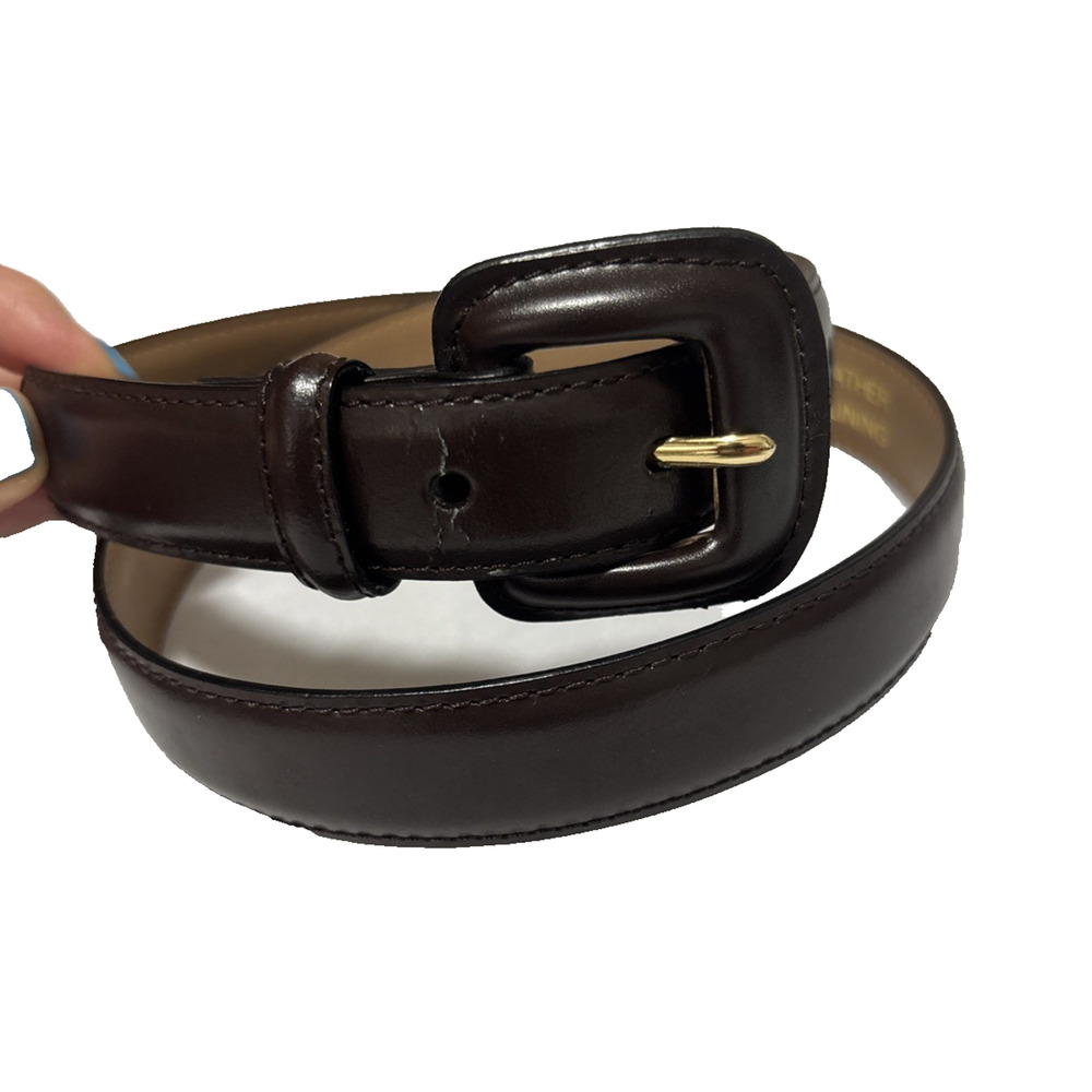 Women's Med Brown Bonded Leather Belt Essential Basic Simple‎ Everyday Neutral